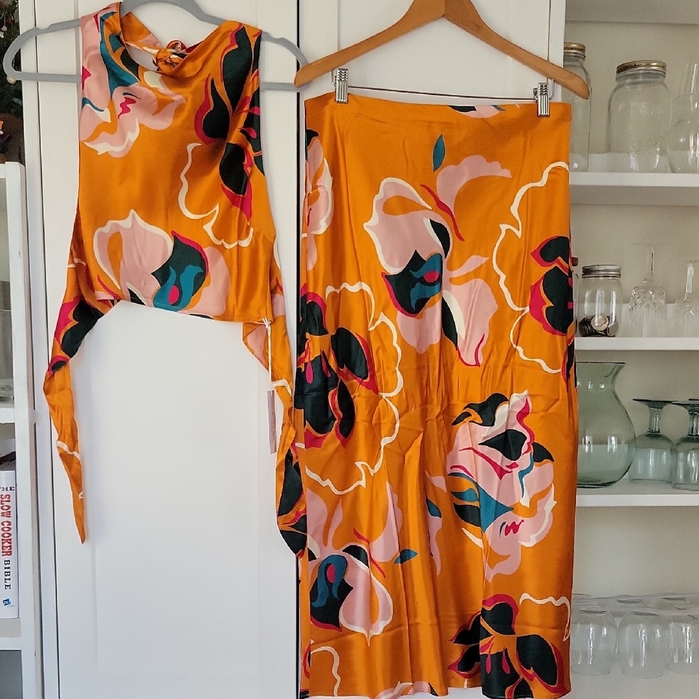 Floral Orange Two-Piece Set
